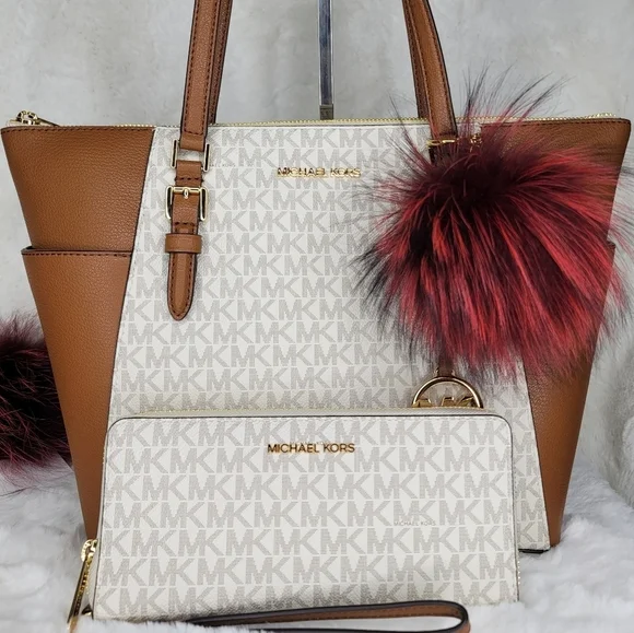 Michael Kors 3 SET Purse Tote Handbag Shoulder Bag Wallet Designer Matching - Picture 1 of 14